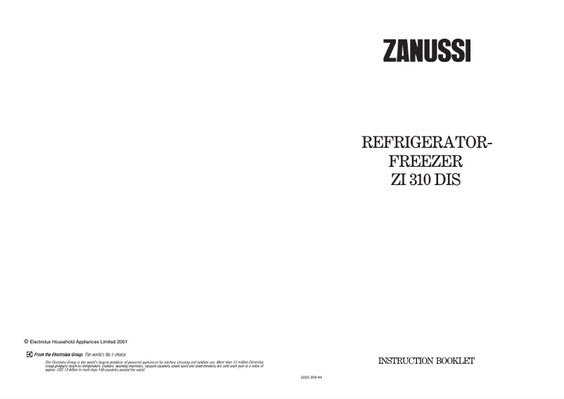 Page 1 de la notice Manuel utilisateur Zanussi ZI 310 dis