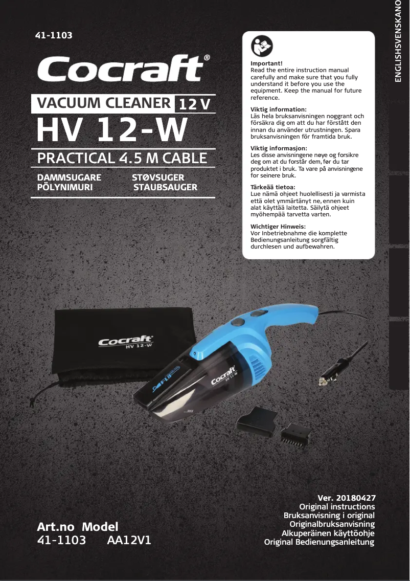 Imagen de la primera página del manual del dispositivo HV 12-W