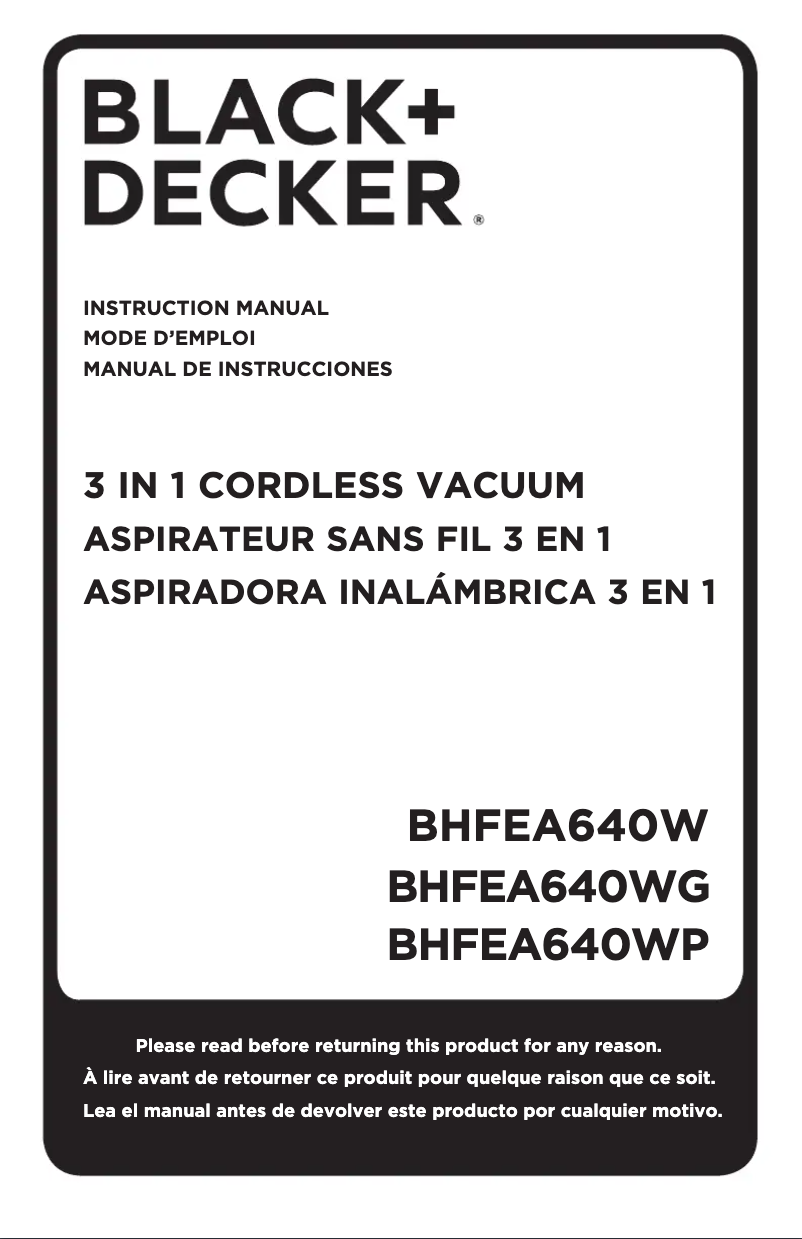 Image de la première page du manuel de l'appareil BHFEA640WG