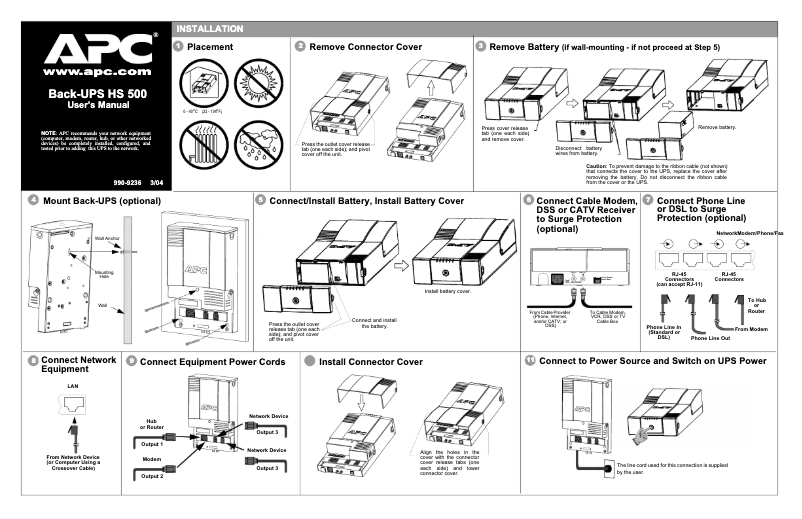 Page n°1 - Manuel utilisateur APC BH500