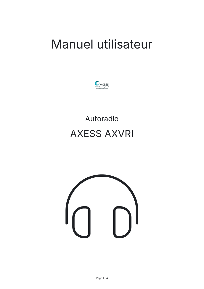 Image de la première page du manuel de l'appareil AXVRI