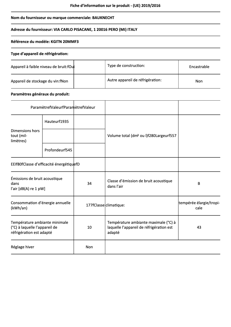 Image de la première page du manuel de l'appareil KGITN 20MMF3