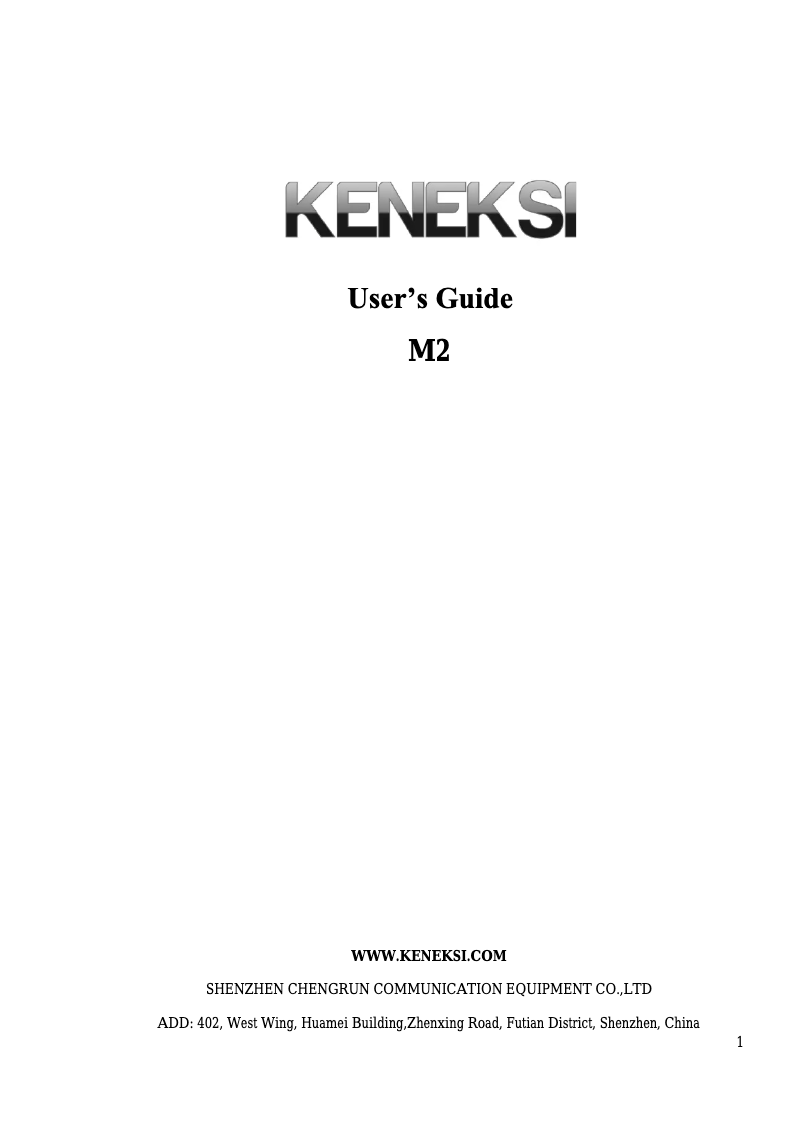 Page n°1 - Manuel utilisateur Keneksi M2