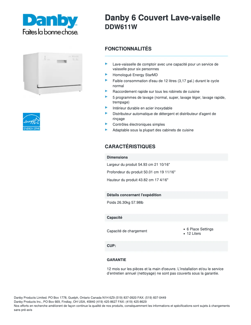 Imagen de la primera página del manual del dispositivo DDW611W