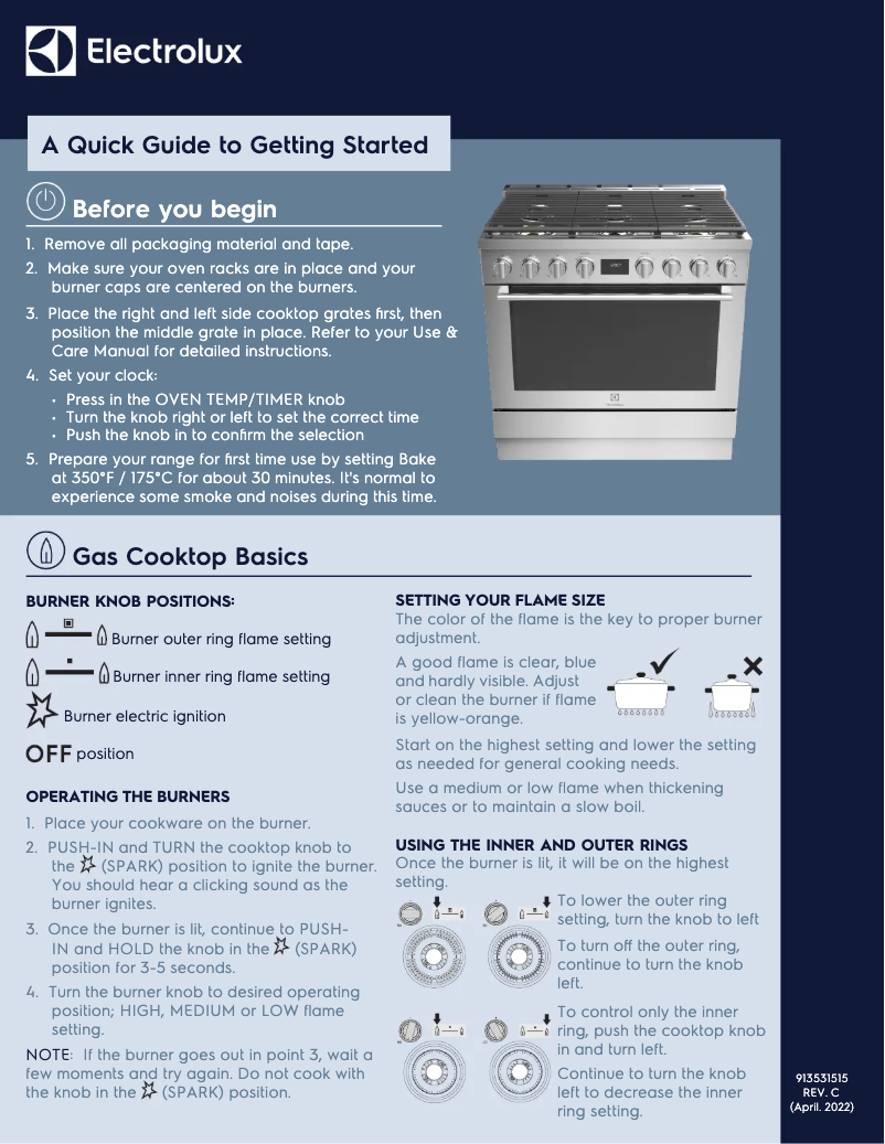 Page n°1 - Guide de démarrage rapide Electrolux ECFD3668AS