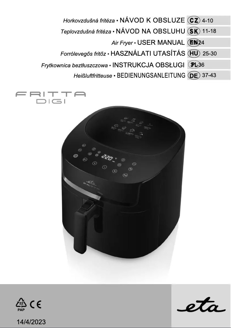 Page 1 de la notice Manuel utilisateur Eta Fritta Digi 316890000