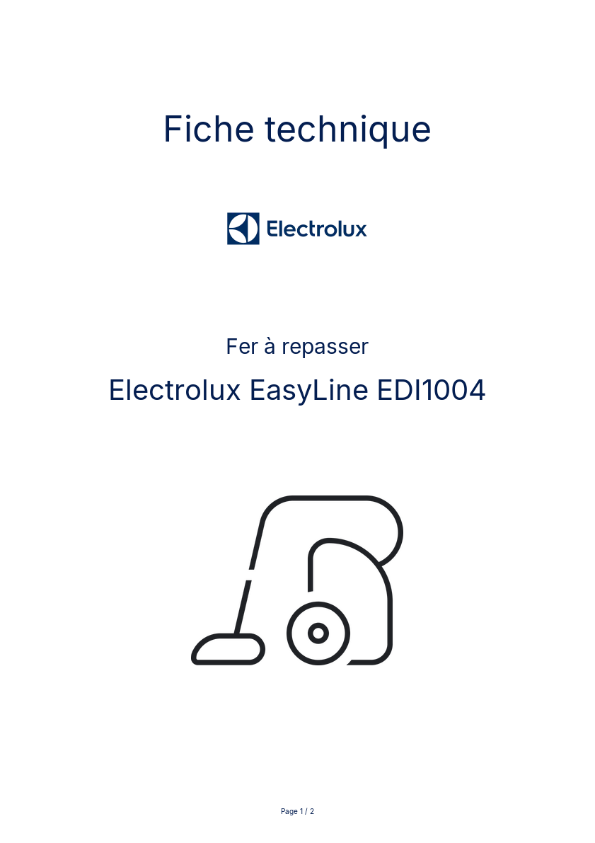 Page n°1 - Fiche technique Electrolux EasyLine EDI1004