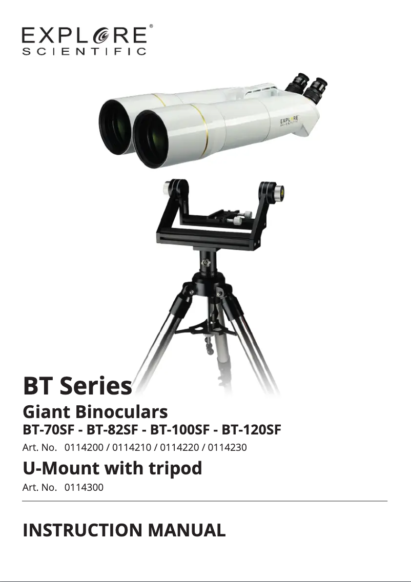 Page n°1 - Manuel utilisateur Explore Scientific BT-120