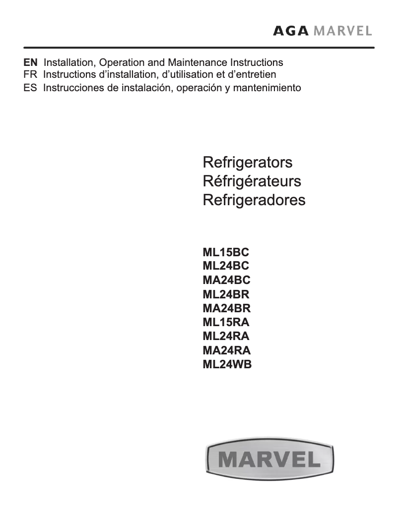 Image de la première page du manuel de l'appareil ML24RAS2LB