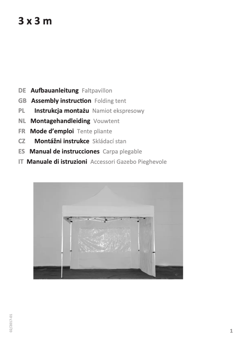 Page n°1 - Manuel utilisateur Profizelt24 3 x 3 m