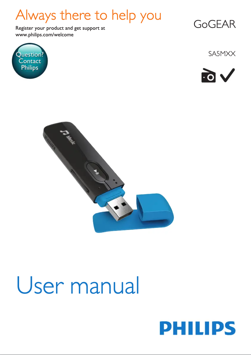 Image de la première page du manuel de l'appareil GoGear SA5MXX02PF