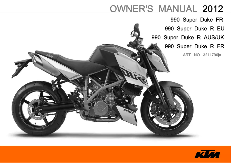 Page 1 de la notice Manuel utilisateur KTM 990 Super Duke (2012)