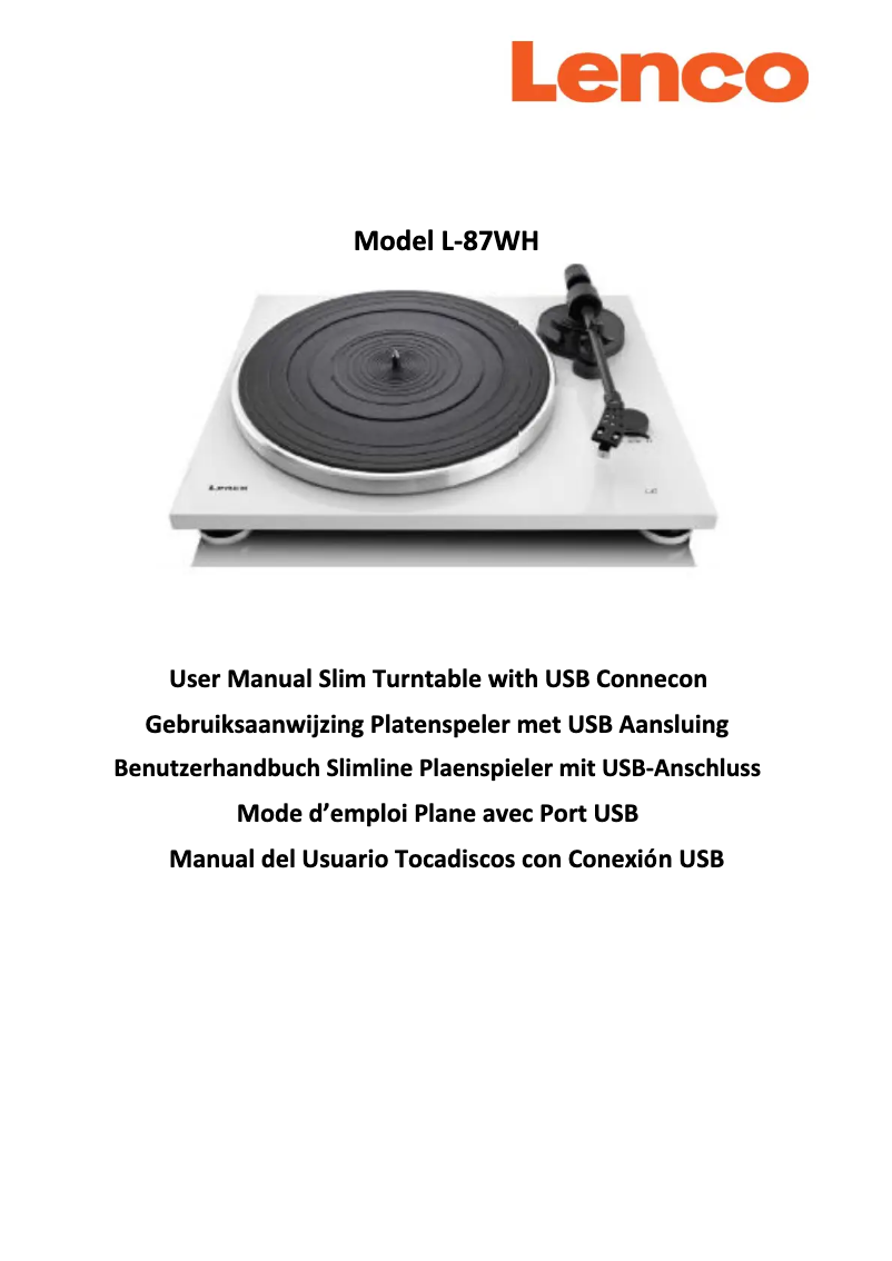 Page n°1 - Manuel utilisateur Lenco L-87WH