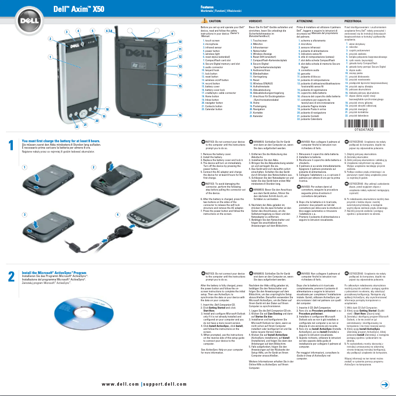 Page n°1 - Guide d'installation Dell Axim X50