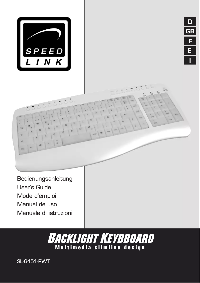 Page 1 de la notice Manuel utilisateur Speedlink SL-6451 Backlight