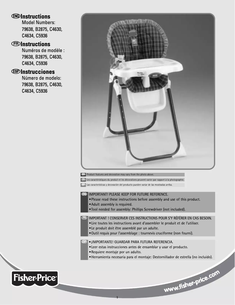 Page n°1 - Manuel utilisateur Fisher Price Healthy Care B2875