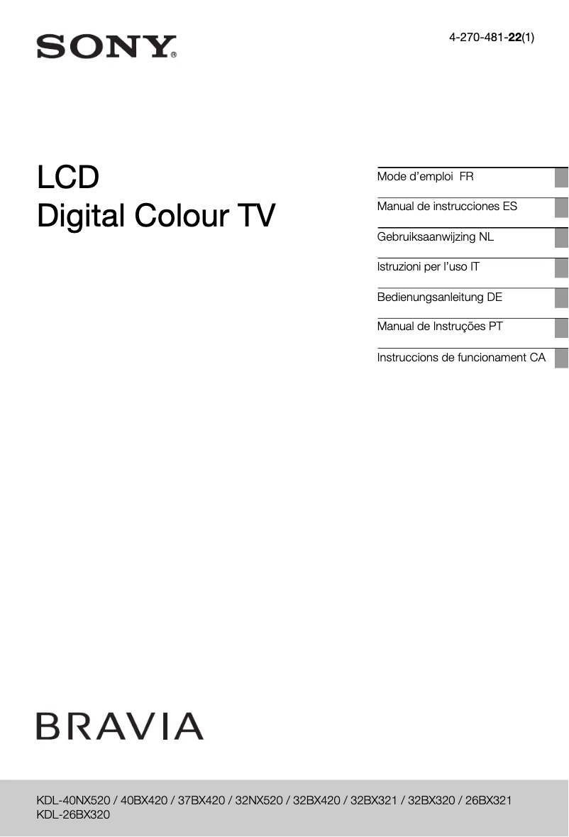 Page n°1 - Manuel utilisateur Sony Bravia KDL-32NX520