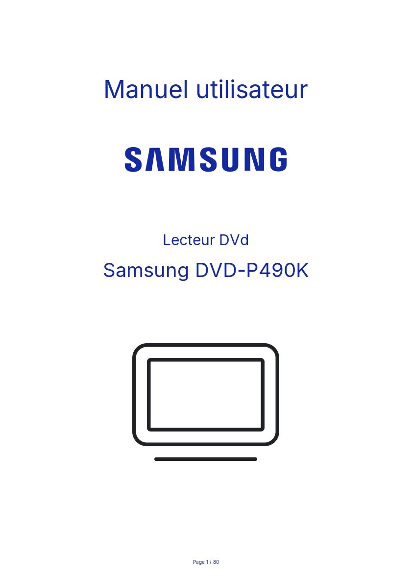 Page n°1 - Manuel utilisateur Samsung DVD-P490K