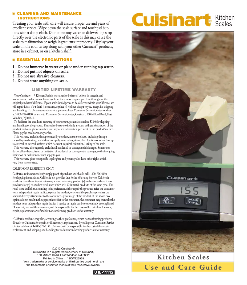 Page n°1 - Manuel utilisateur Cuisinart KS-55