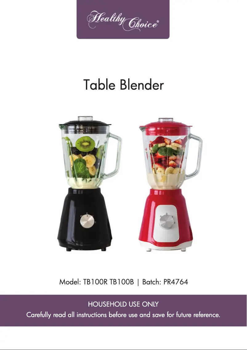 Page 1 de la notice Manuel utilisateur Healthy Choice TB100B