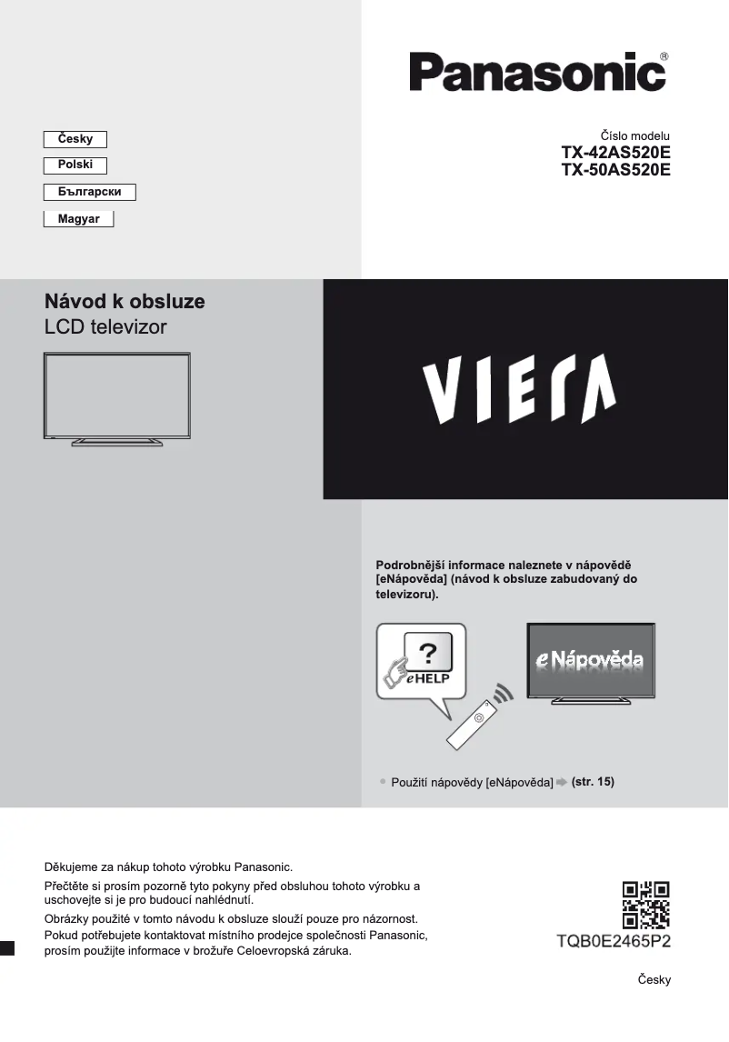 Image de la première page du manuel de l'appareil Viera TX-50AS520E