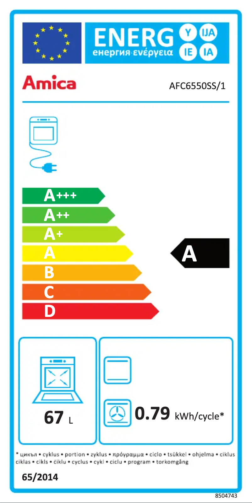 Página 1 del manual Etiqueta energética Amica AFC6550SS