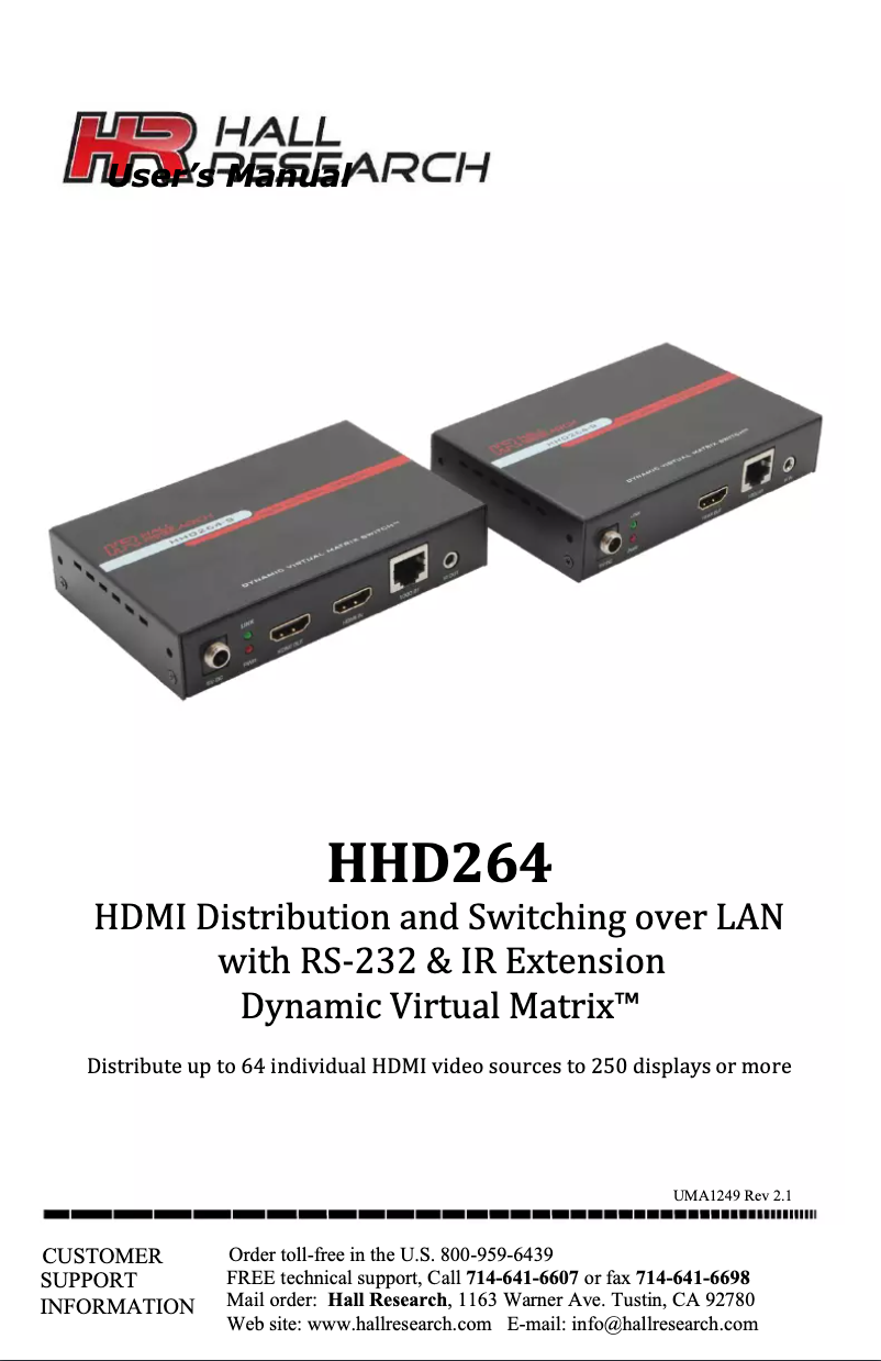 Image de la première page du manuel de l'appareil HHD264-R-PD