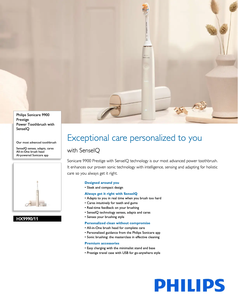 First page image of the manual for Sonicare 9900 Prestige HX9990