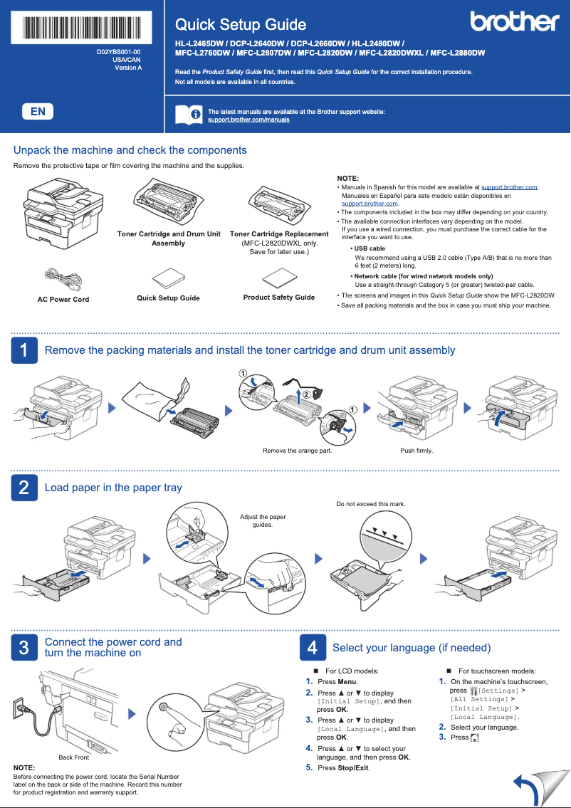Image de la première page du manuel de l'appareil MFC-L2820DW