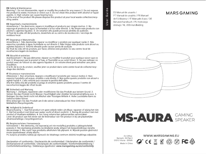 Page n°1 - Manuel utilisateur Mars Gaming MS-AURA