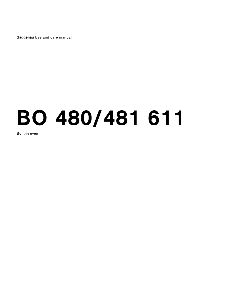 Page 1 de la notice Manuel utilisateur Gaggenau BO480611