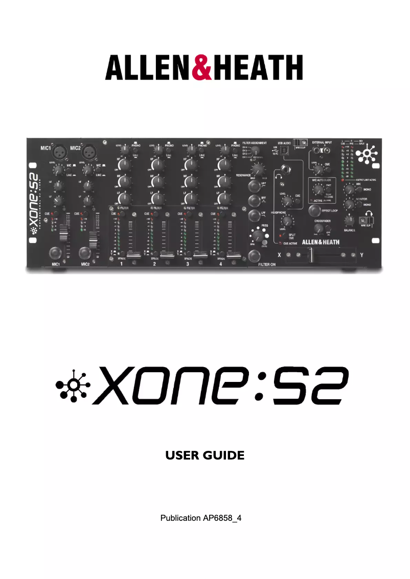 Image de la première page du manuel de l'appareil Xone:S2