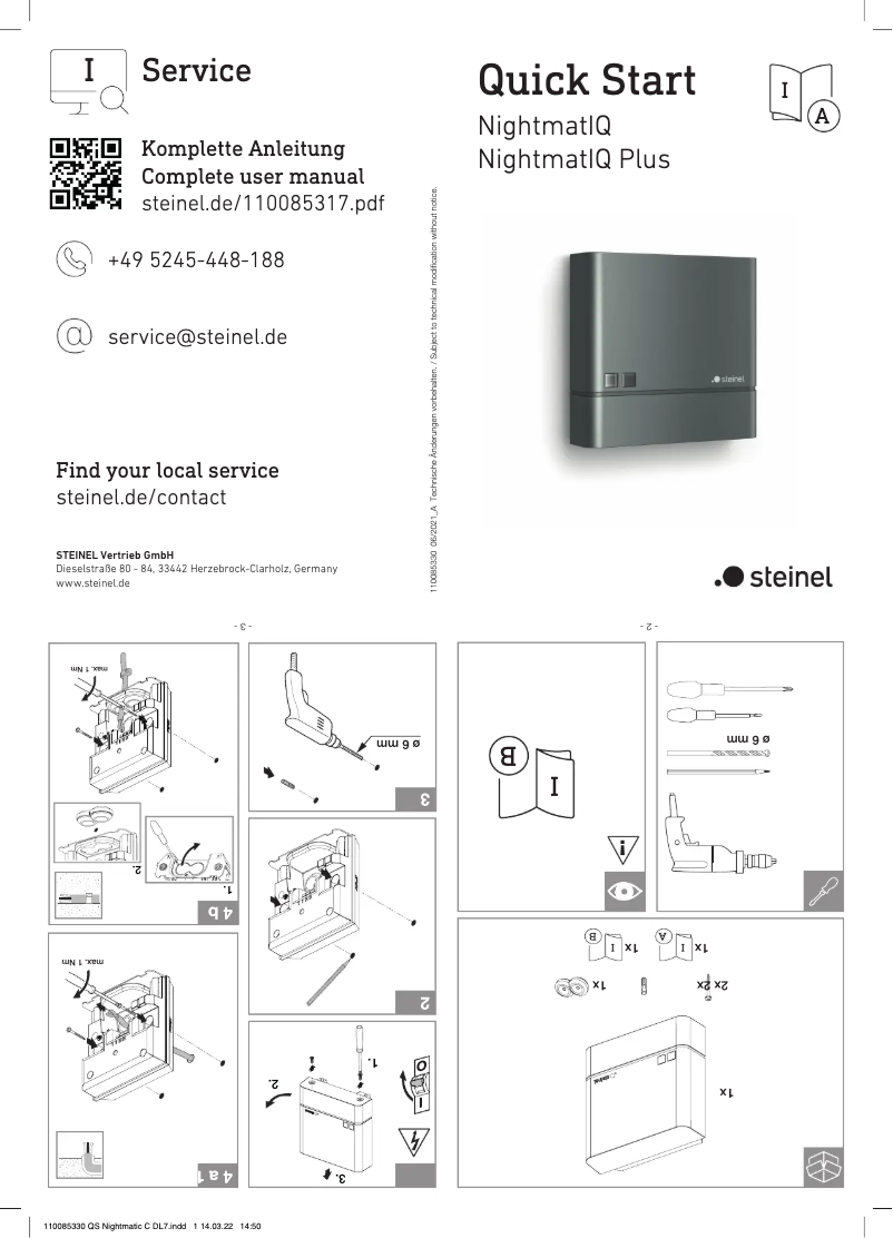 Page n°1 - Guide de démarrage rapide Steinel NightmatIQ