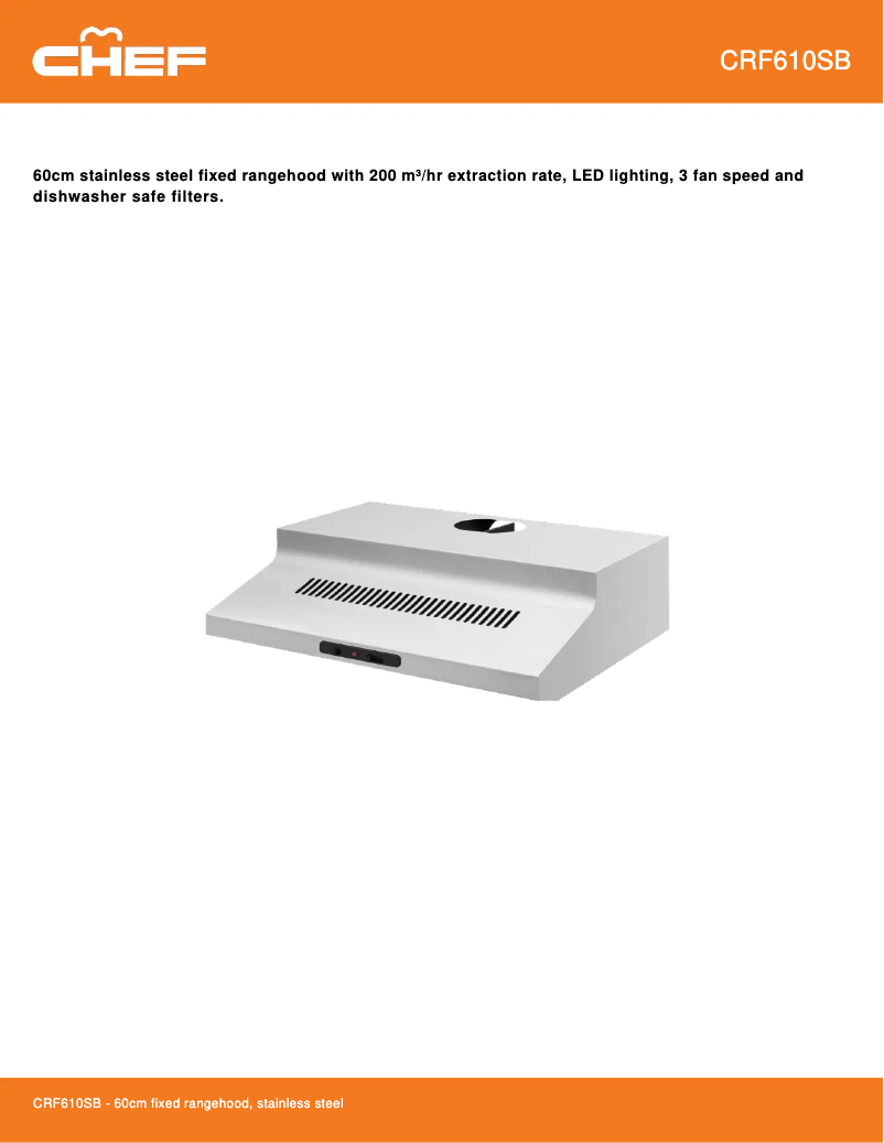Page 1 de la notice Fiche technique Chef CRF610SB