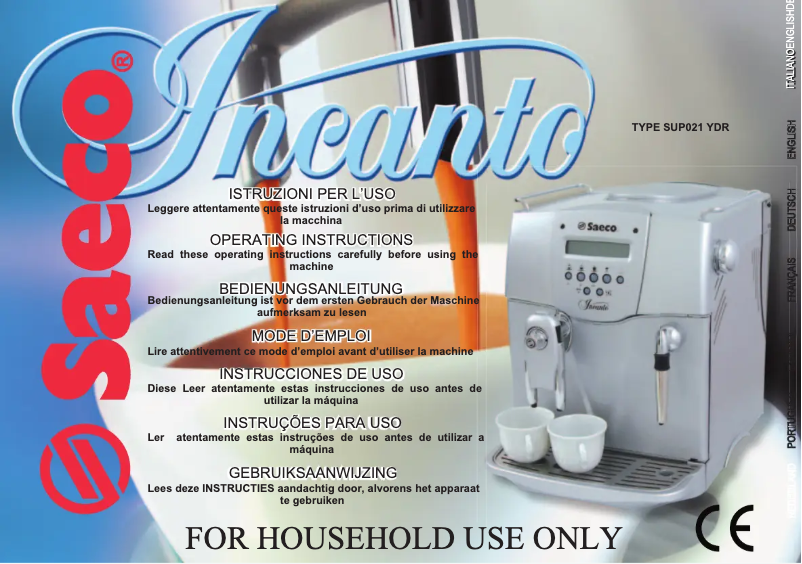 Page 1 of the manual User Manual Philips Saeco Incanto Digital