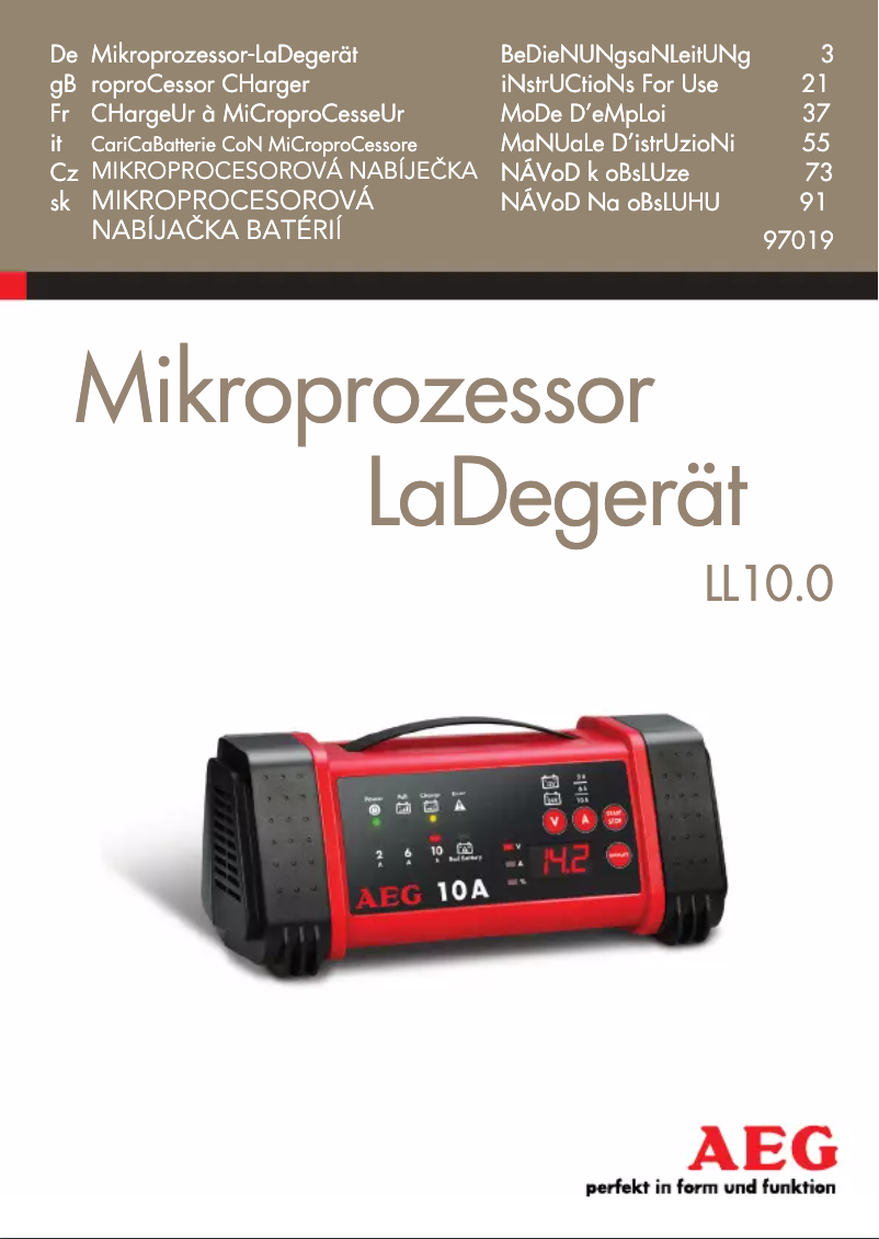 Page 1 de la notice Manuel utilisateur AEG LL 10.0