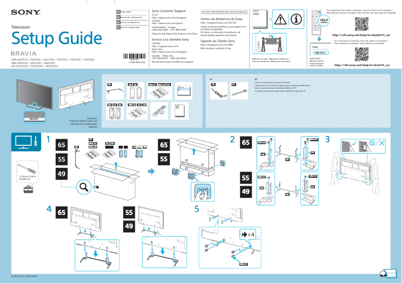Page n°1 - Guide d'installation Sony Bravia XBR-55X700D