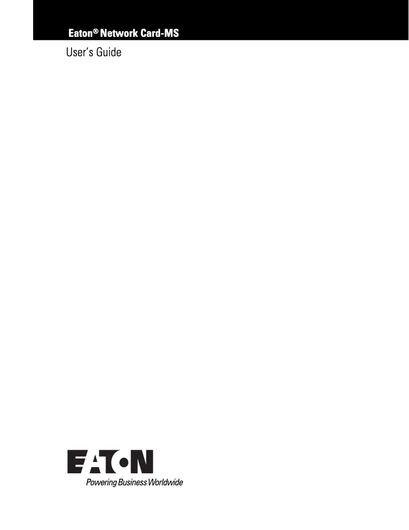 Page 1 de la notice Manuel utilisateur Eaton Network Card-MS