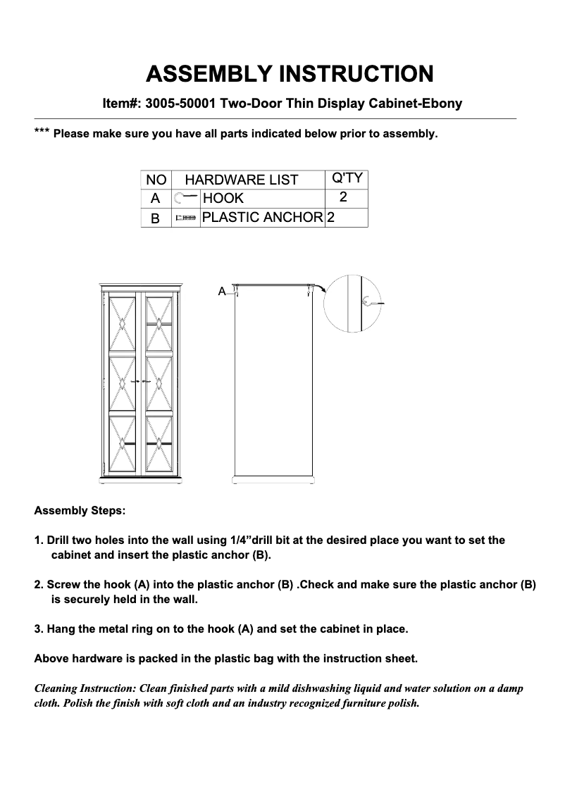 Page n°1 - Manuel utilisateur Hooker 3005-50001