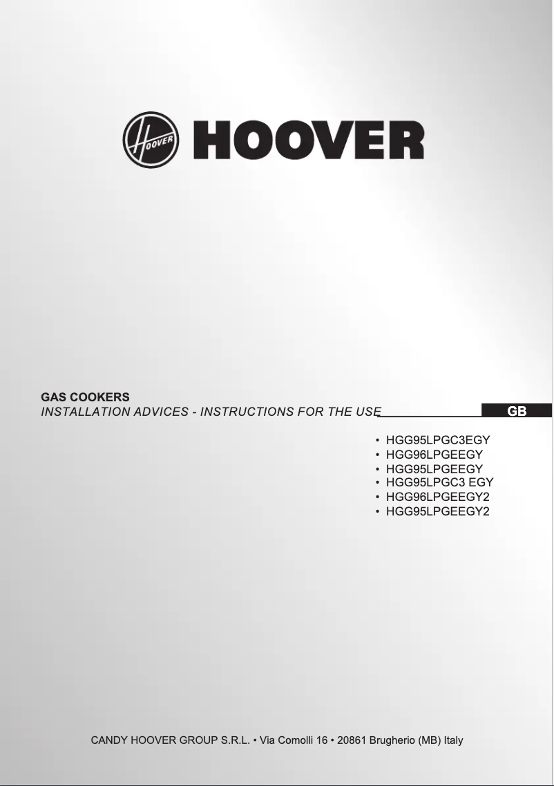 Page 1 de la notice Manuel utilisateur Hoover HGG96LPGEEGY2