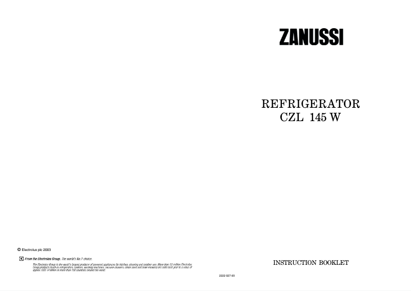 Image de la première page du manuel de l'appareil CZL145W