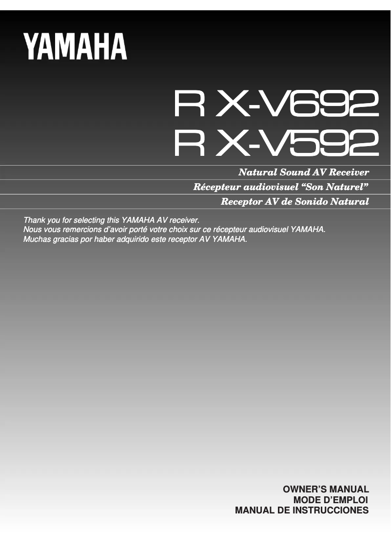 Page 1 de la notice Manuel utilisateur Yamaha RX-V692