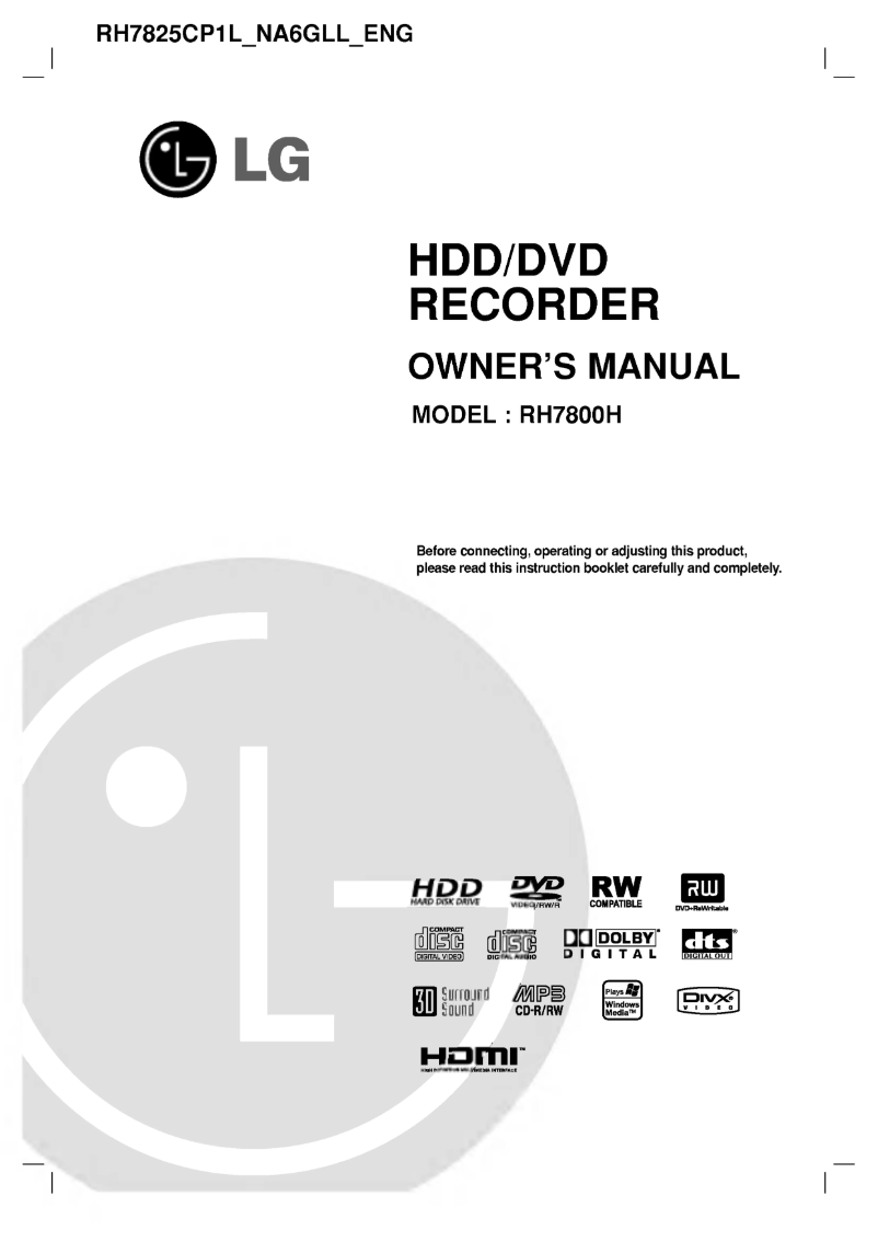 Image de la première page du manuel de l'appareil RH7800H