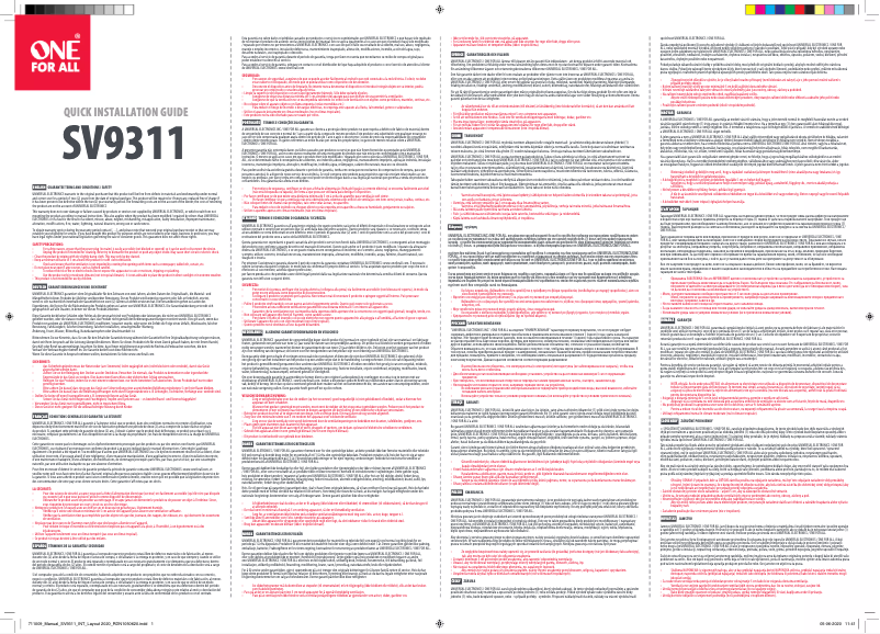 Page 1 de la notice Manuel utilisateur One for all SV 9311