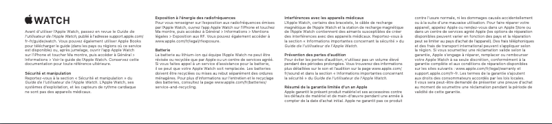 Page 1 de la notice Manuel utilisateur Apple Watch Series 5