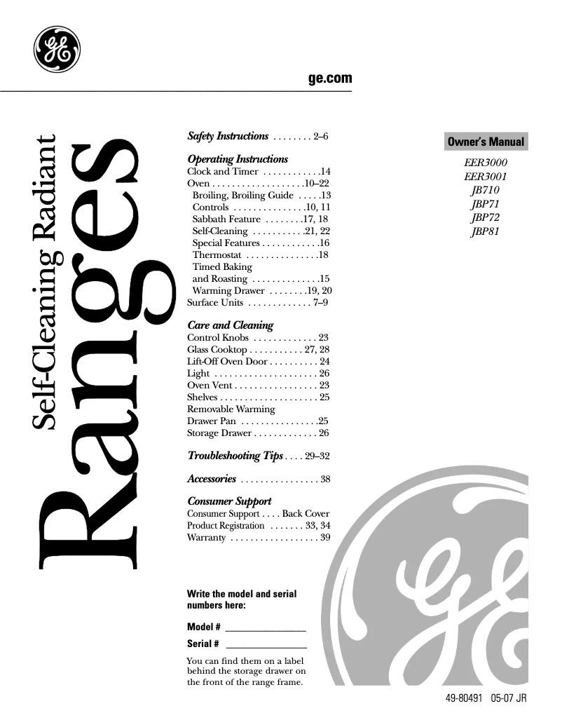 Image de la première page du manuel de l'appareil JBP72SKSS