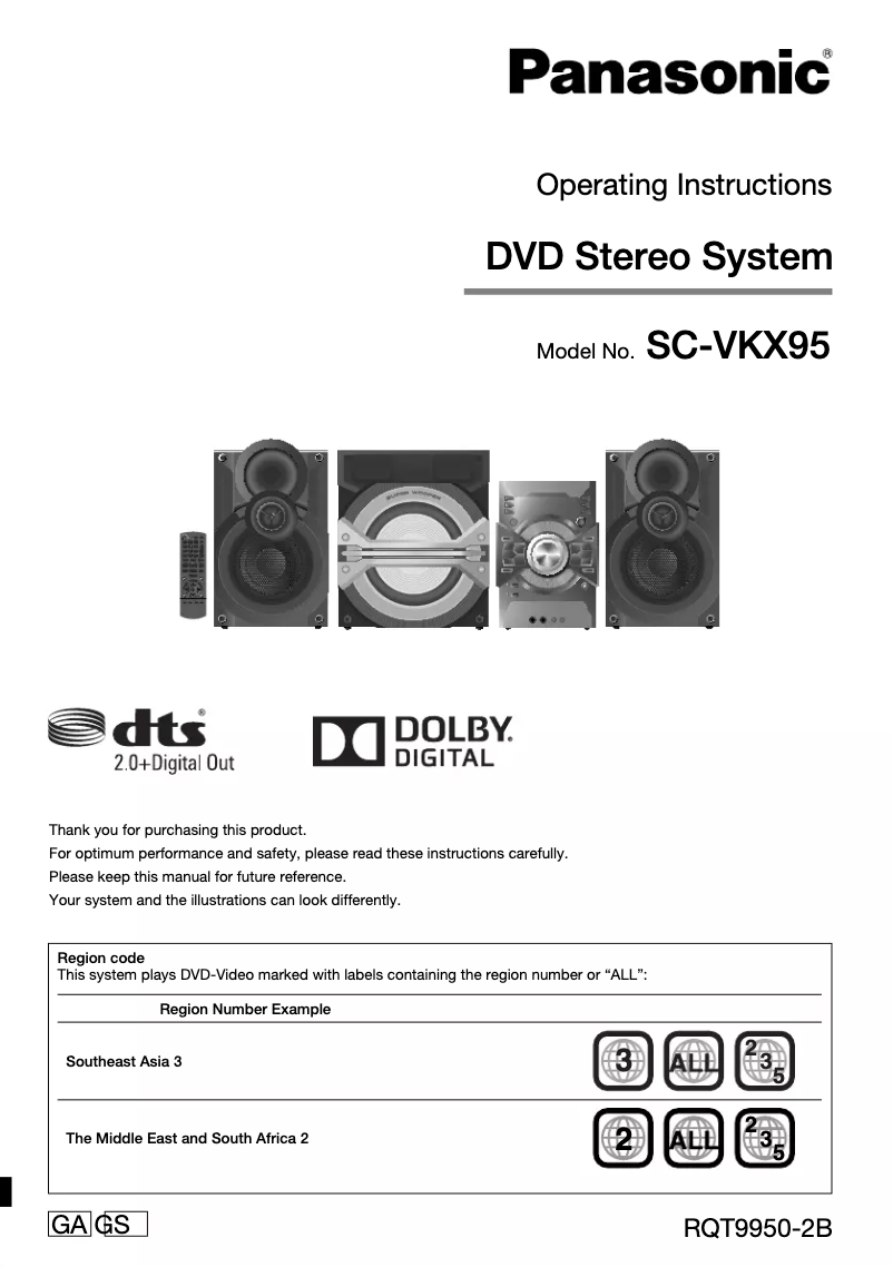 Page n°1 - Manuel utilisateur Panasonic SC-VKX95