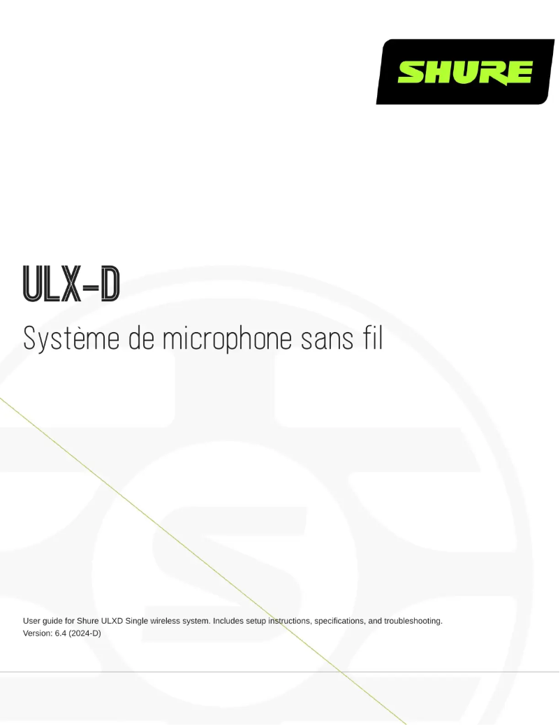 Page n°1 - Manuel utilisateur Shure ULX-D
