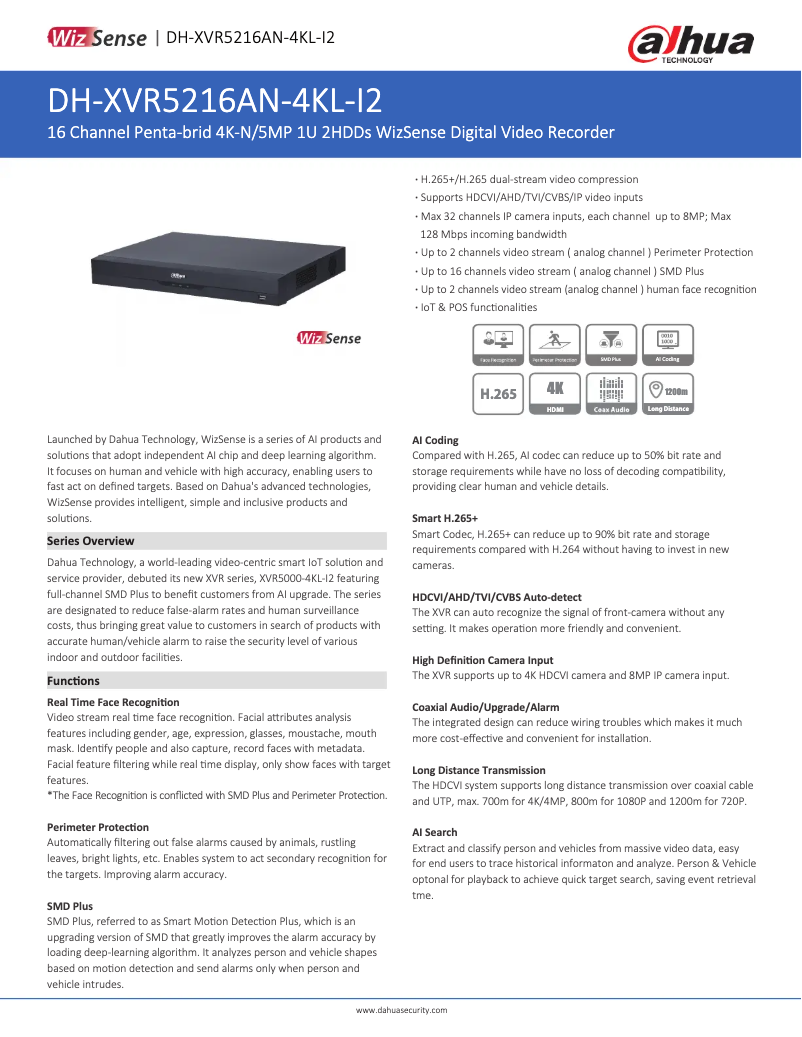 Image de la première page du manuel de l'appareil XVR5216AN-4KL-I2