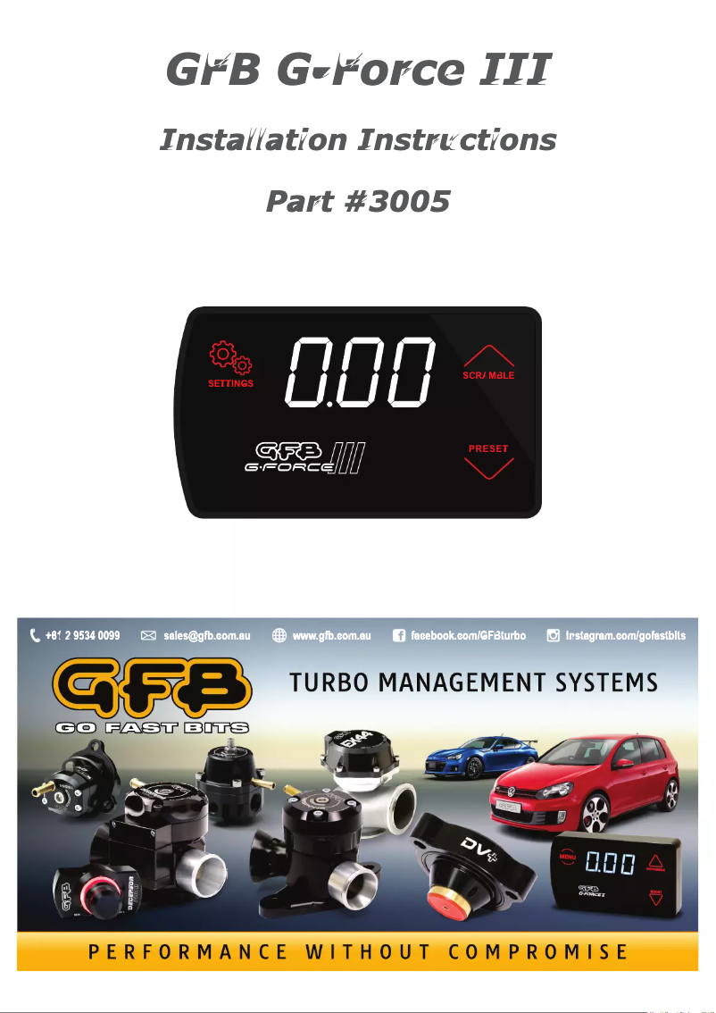 Page n°1 - Manuel utilisateur GFB G-Force III